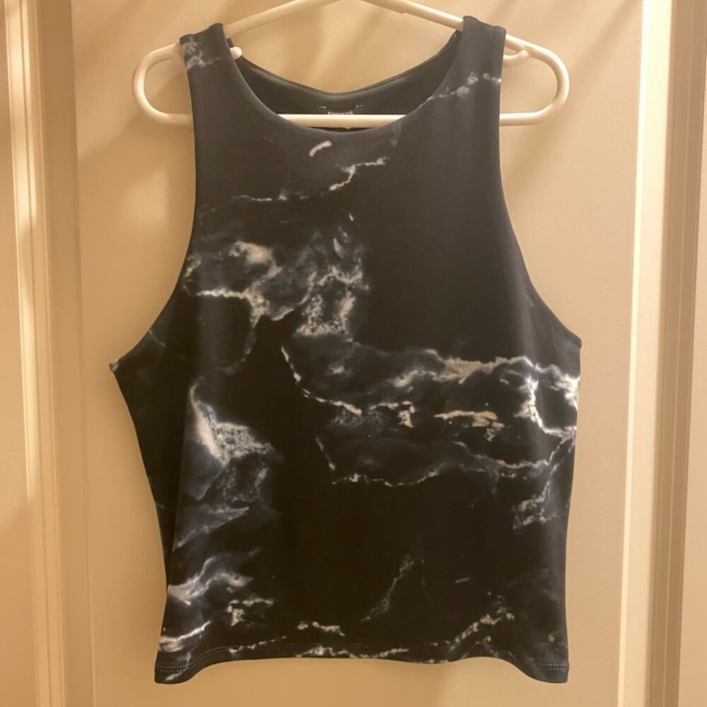 Express Black and White Marble Crop Top
